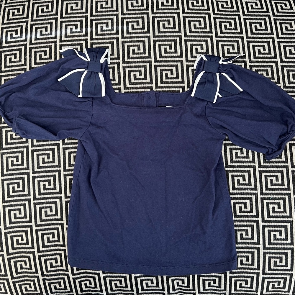 Janie & Jack Puff Sleeve Ribbon Jersey Top